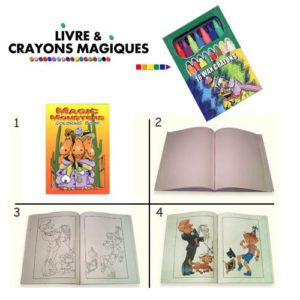 Livre de coloriage et CRAYONS MAGIQUES